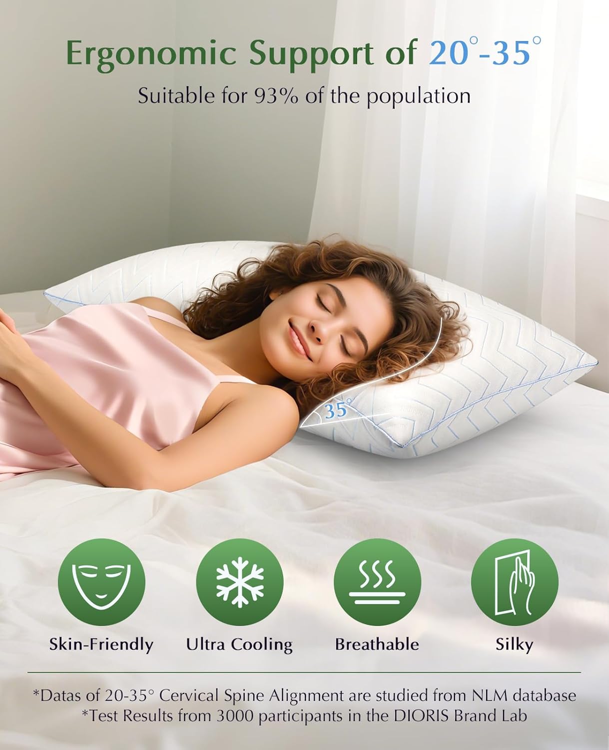 Cooling Pillows Queen Size Set of 2 - Luxury Hotel Collection Bed Pillows for Sleeping, Breathable Medium Firm Down Alternative Microfiber Filled Pillows for Back, Stomach Sleepers